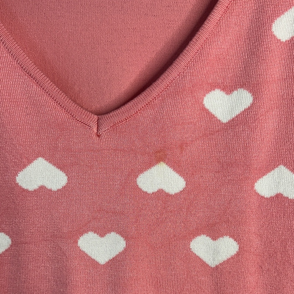 Lovely Pink Heart V-Neck Sweater - Picture 4 of 6